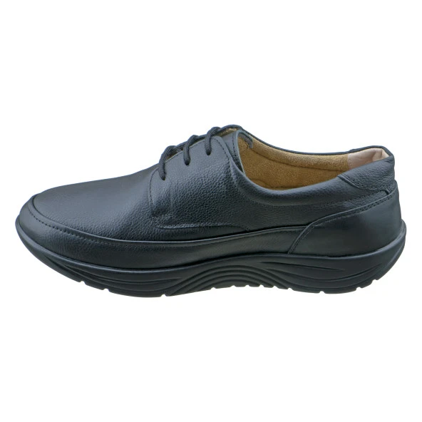 Siyah Yürüyüş Tabanlı Bağcıklı Erkek Ayakkabı - 5