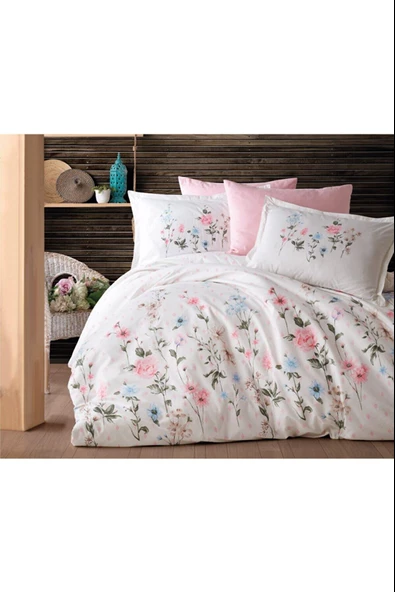 Clasy Çift Kişilik Ranforce Nevresim Takımı Palitra V1 Pudra