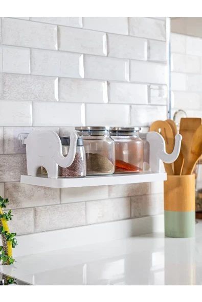 1 Adet Kendinden Yapışkanlı Banyo Rafı - Baharat Rafı - Kahve Rafı - Organizer Düzenleyici Duvar Rafı - 2