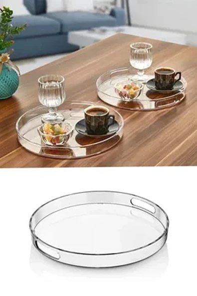 Yuvarlak Tepsi Füme Şeffaf   -82930