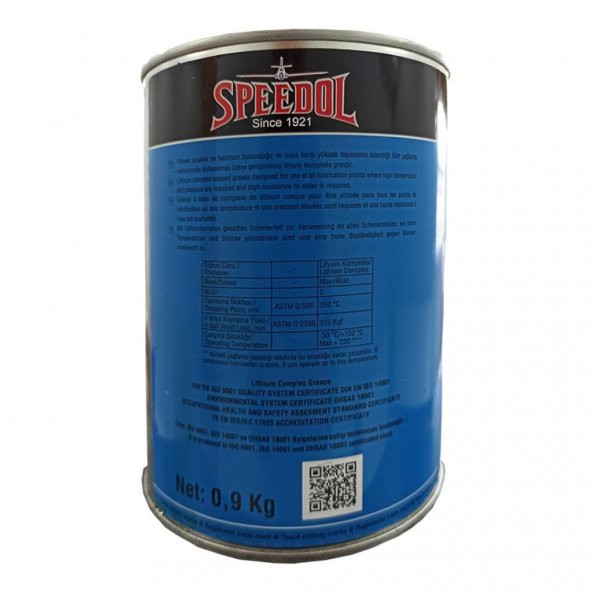 Speedol Lityum Kompleks Gres 0,900 Kg - Mavi Isıya Dayanıklı Gres - 2