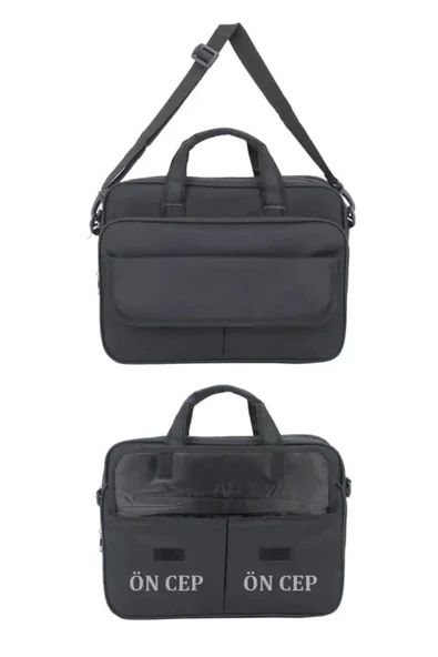Case Club 104 Basic Siyah Evrak Laptop Çantası 15,6 Inç Omuz Askılı Su Geçirmez Kumaş - Resim 6