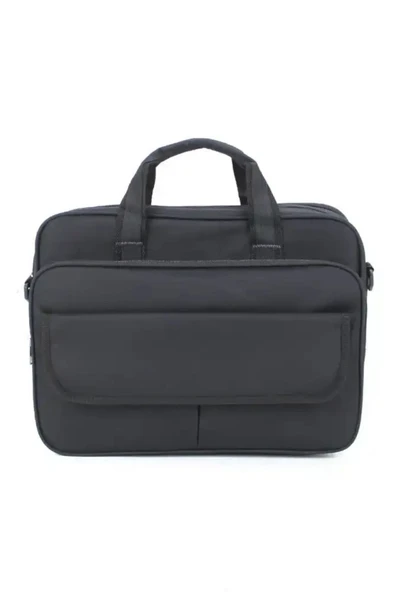 Case Club 104 Basic Siyah Evrak Laptop Çantası 15,6 Inç Omuz Askılı Su Geçirmez Kumaş - Resim 2