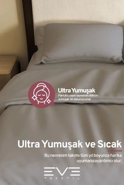 Ranforce Çarşaflı Yastık Ve Yorgan Kılıflı Çift Kişilik Nevresim Takımı 200x220 Cm - 6