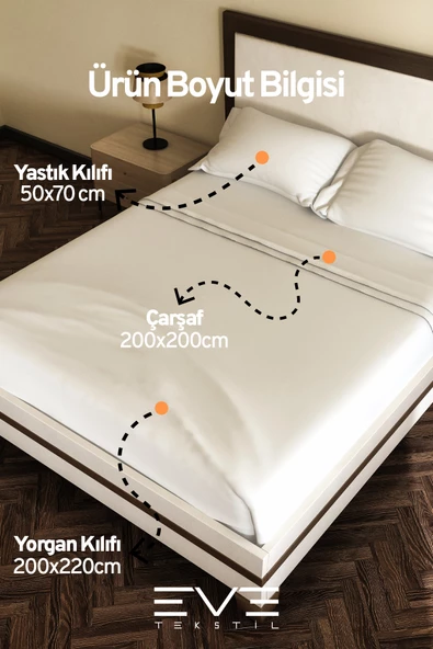 Ranforce Çarşaflı Yastık Ve Yorgan Kılıflı Çift Kişilik Nevresim Takımı 200x220 Cm - 10