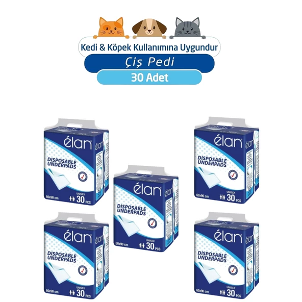 ELAN KEDİ-KÖPEK ÇİŞ PEDİ 60X90 cm 30'LU 5 PAKET