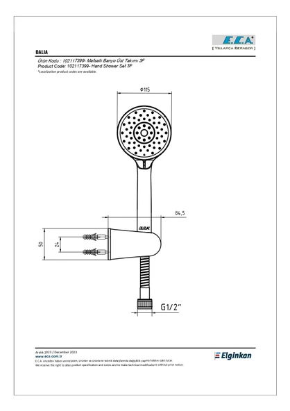 Eca Dalia Ankastre 7 Parça Duş Seti - 3 Yollu 102199771 - 10