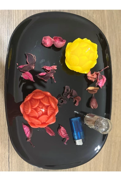 Go Mumevi Sarı Kırmızı Taraftarlar (GALATASAY) Için Lotus Dekoratif Vanilya Tarçın Kokulu Mu