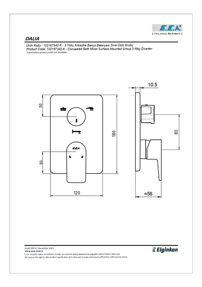 Eca Dalia Ankastre 7 Parça Duş Seti - 3 Yollu 102199771 - 7