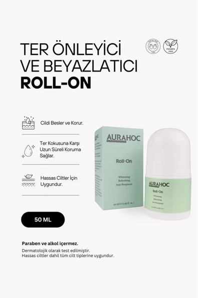 AURAHOC Ter Önleyici Ve Beyazlatıcı Roll-on  Tüm Gün Ferahlık Ve Pürüzsüz Cilt