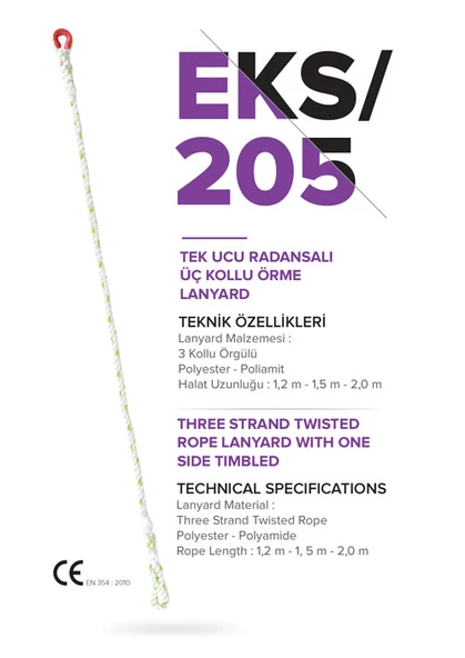 Lanyard Tek Ucu Radansalı 3 Kollu Örme 1,2 EKS205 Eks