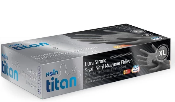 Ultra Kalın Siyah Nitril Eldiven Koin Titan 50 Adet - 1
