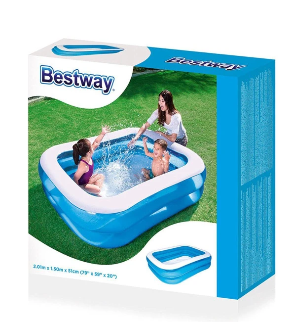 62002 Pompasıyla-Bestway 54005, Büyük Şişme Aile Havuzu-201x150x51cm - 5