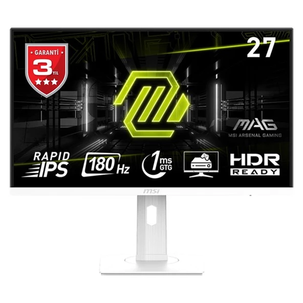 <![CDATA[MSI 27" RAPID IPS MAG 274PFW 1MS 180HZ HDMI-DP PIVOT GAMING MONİTÖR 1920X1080 BEYAZ]]>