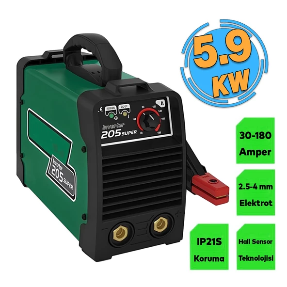 İnverter Demir Metal Kaynak Makinesi 180 Amper 5.9 KW Makina Ark Kaynağı Rutil Bazik Elektrot