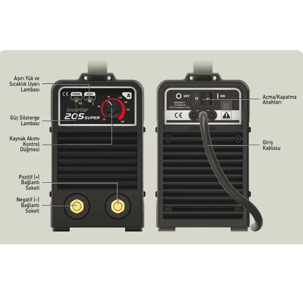 İnverter Demir Metal Kaynak Makinesi 180 Amper 5.9 KW Makina Ark Kaynağı Rutil Bazik Elektrot - 4
