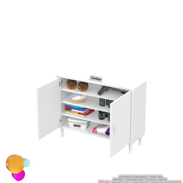 Modilayn SÖKE 95x75x32, 5 cm’ lik Küçük Alanlar İçin Akıllı Çözümler 2 Kapaklı 4 Göz Raf Dolap - 6