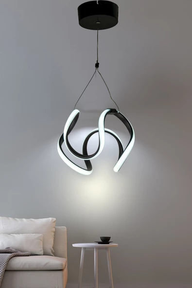 Supply Home Papatya Model Siyah Modern Sarkıt Led Avize Beyaz Işık