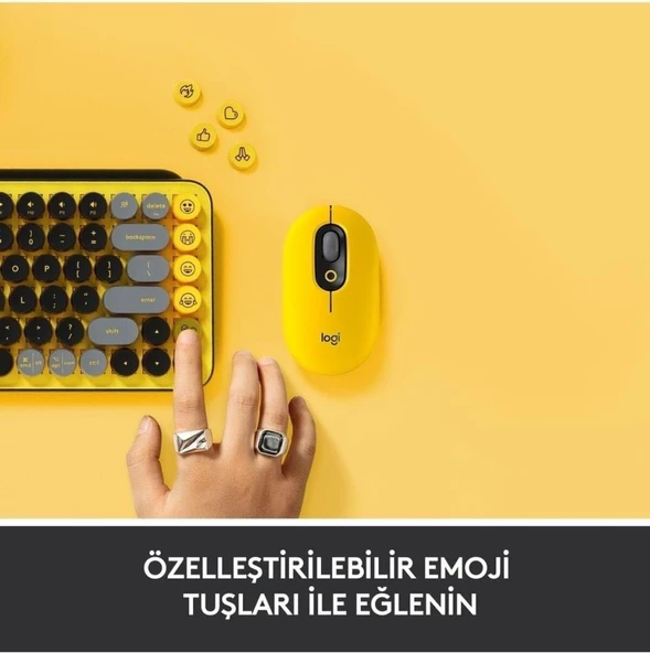 Logitech POP Keys Sarı Siyah Kablosuz Mekanik Klavye - outlet - 5