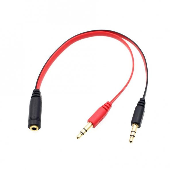 3.5 mm Dişi Aux 2 Mikrofon Kulaklık Girişli Aux Splitter Kablo - 3