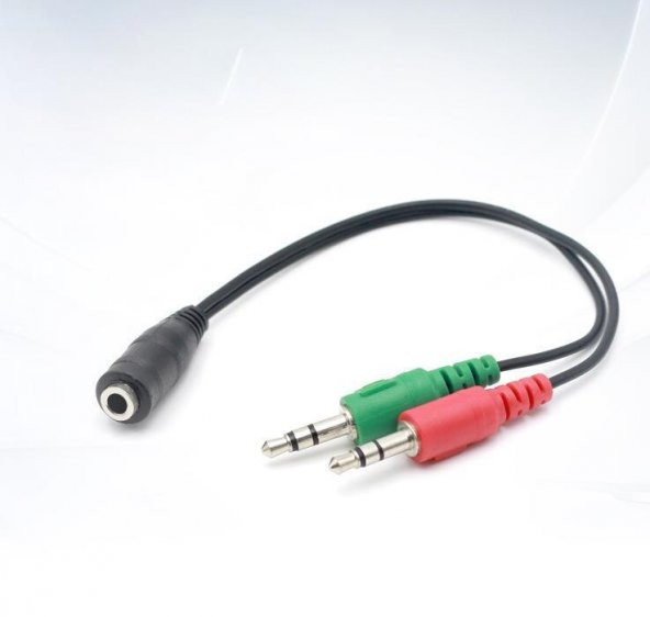 3.5 mm Dişi Aux 2 Mikrofon Kulaklık Girişli Aux Splitter Kablo - 6