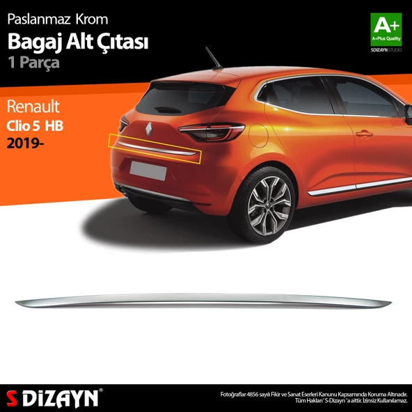 Renault Clio 5 Krom Bagaj Alt Çıtası 2019 2020 2021 2022 2023 2024 2025 ürün görseli 1
