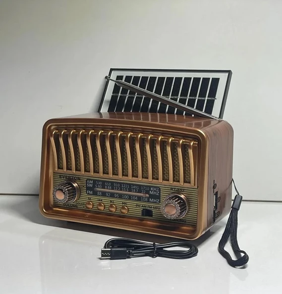 RT-852 Nostalji Solar Güneş Enerjili Bluetooth/USB/Sd kart/ Radyo mp3 Player Müzik Kutusu - 3