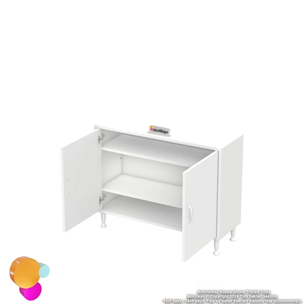Modilayn SÖKE 100x75x32,5 cm  Küçük Alanlar İçin Akıllı Çözümler 2 Kapak 3 Raf Dolap - Resim 7