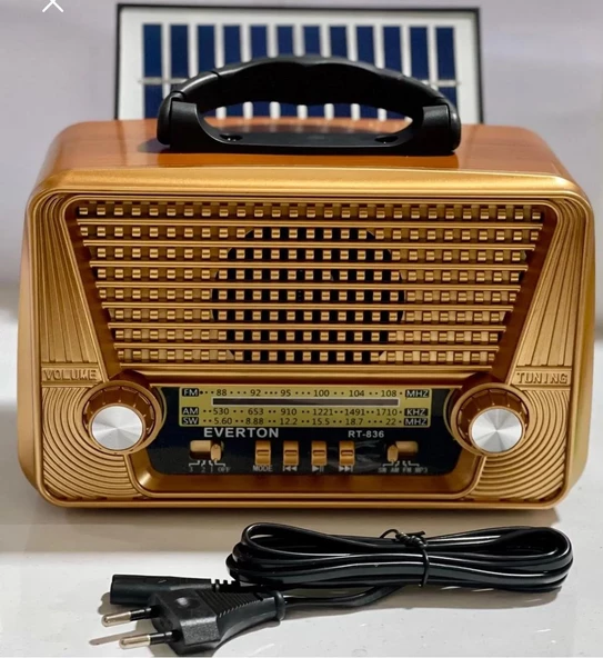 RT-836 Nostalji Solar Güneş Enerjili Bluetooth/USB/Sd kart/ Radyo mp3 Player Müzik Kutusu - 3