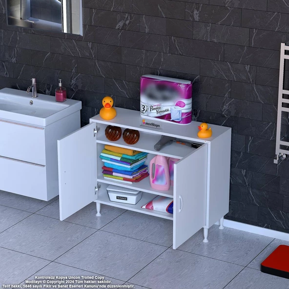 Modilayn SÖKE 100x75x32,5 cm  Küçük Alanlar İçin Akıllı Çözümler 2 Kapak 3 Raf Dolap