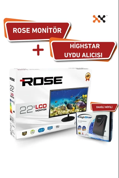 Rose 22" 55 Ekran 12V Full HD Karavan - Tekne - Yat Lcd Monitör Tv Ve Highstar Dahili Wifili Uydu Alıcısı