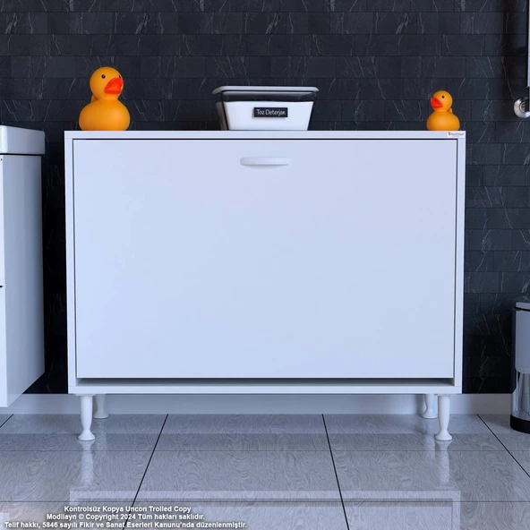 Modilayn SÖKE 100x75x32,5 cm lik Ekstra Büyük 3 Çamaşır Sepet Hazneli Dolap Banyonuzun Yeni Gözdesi - 3