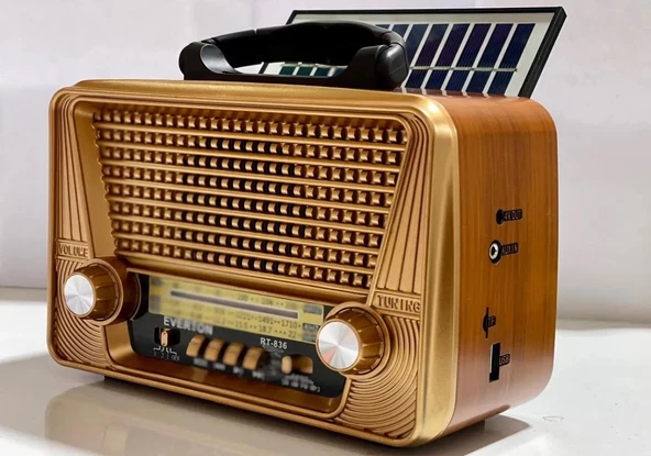 RT-836 Nostalji Solar Güneş Enerjili Bluetooth/USB/Sd kart/ Radyo mp3 Player Müzik Kutusu - 2