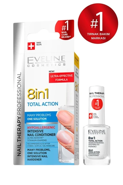 Eveline Cosmetics Total Action 8 In 1 Intensive Nail Conditioner 12 ml - Resim 2