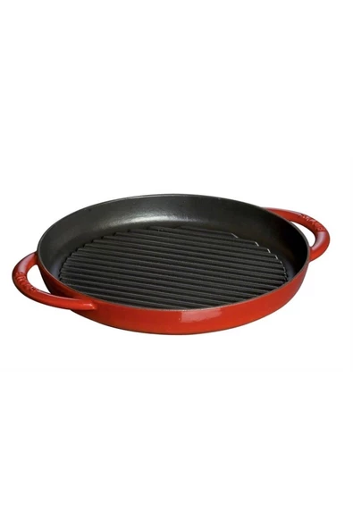 STAUB (405103090) DOKUM IZGARA TAVA CIFT KULPLU KIRAZ CICEGI 26CM