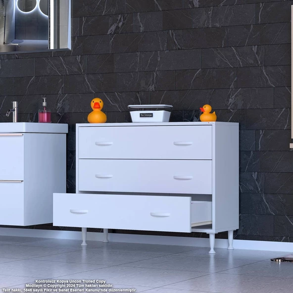 Modilayn SÖKE 100x75x32,5 cm’ lik 3 Çekmeceli 6 Gözlü Banyo Organizeri Çok Amaçlı Banyo dolabı - 2