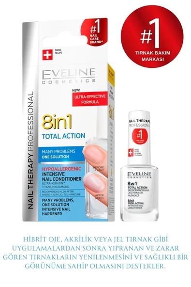 Eveline Cosmetics Total Action 8 In 1 Intensive Nail Conditioner 12 ml - Resim 3
