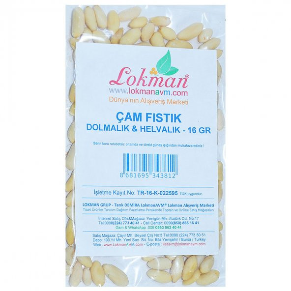 LokmanAVM Dolmalık Helvalık İthal Çam Fıstık 16 Gr Paket - 2