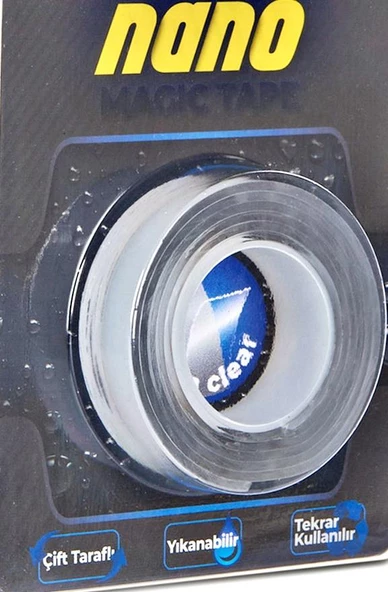 Geseus Nano Çift Taraflı Yıkanıp Tekrar Kullanılabilir Şeffaf Bant 19mmX1Mt - 2
