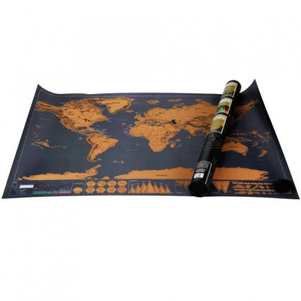 Scratch Map Kazıma Poster Dünya Haritası Dekoratif Hediyelik - 1