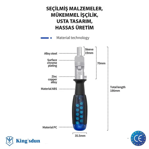 Kingsdun 10 u 1 Arada Circirli Çift Yönlü Tornavida Seti KS-840047 - 5