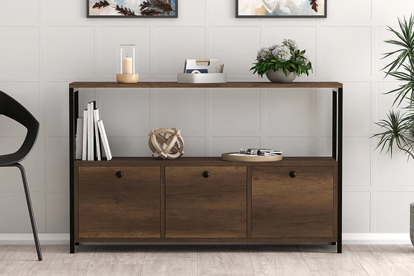 SmartHome Plus Neva 3 Kapaklı Raflı Metalli Konsol - Barok - 2