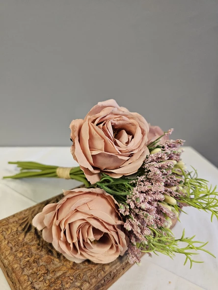 YASİMA Gülkurusu Gelin Eli Gül Buketi Aranjmanlı El Buketi Nikah Kına Söz Gül Demeti 30cm - 2