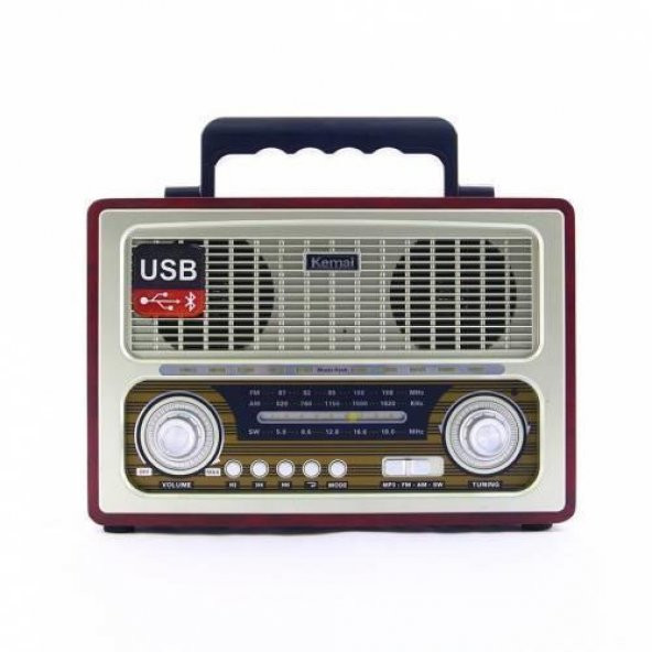Kemai MD-1800BT Retro Nostalji Radyo Bluetooth FM USB SD Gri - 1