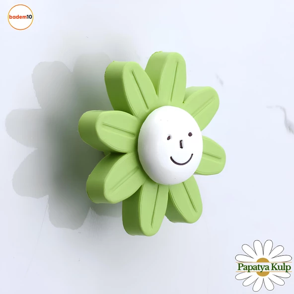 Plastik Papatya Kulp Yeşil Renk Mobilya Çoçuk Odası Kız Erkek Dolap Kapak Kulpu Çekmece Kulbu 1 ADET