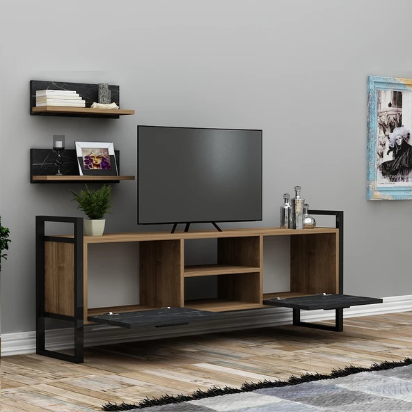 SmartHome Plus Sidre Tv Sehpası - Ceviz / Siyah - 2