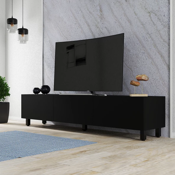 SmartHome Plus Gece 3 Kapaklı 180 cm Tv Sehpası - Siyah