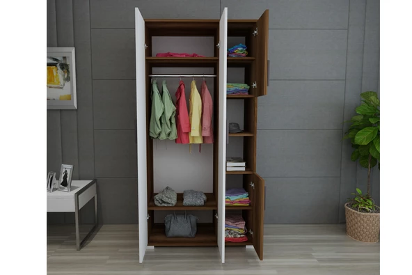 SmartHome Plus Devin Kapaklı Raflı Gardırop - Barok / Beyaz - 3