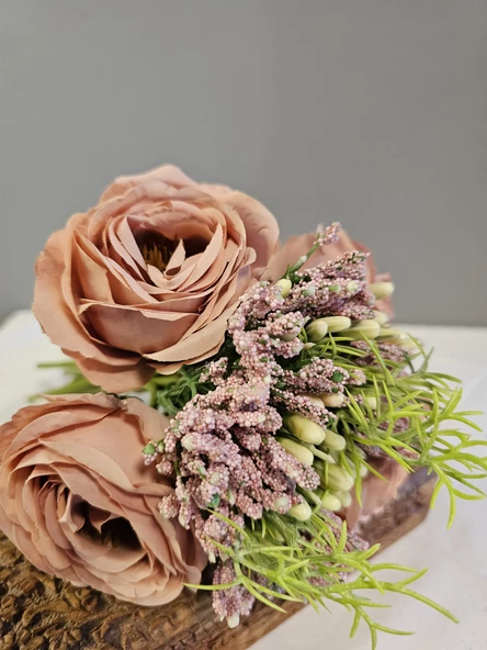 YASİMA Gülkurusu Gelin Eli Gül Buketi Aranjmanlı El Buketi Nikah Kına Söz Gül Demeti 30cm - 5