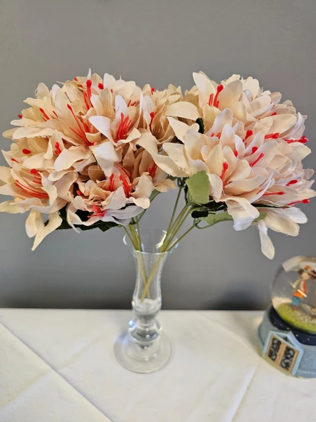 YASİMA KİREMİT 5 DALLI  MERCAN RENGİ ÇAN ÇİÇEĞİ 34 CM EL BUKETI VAZO ARANJMAN DEKOR ÇİÇEĞİ 1 adet - Resim 3